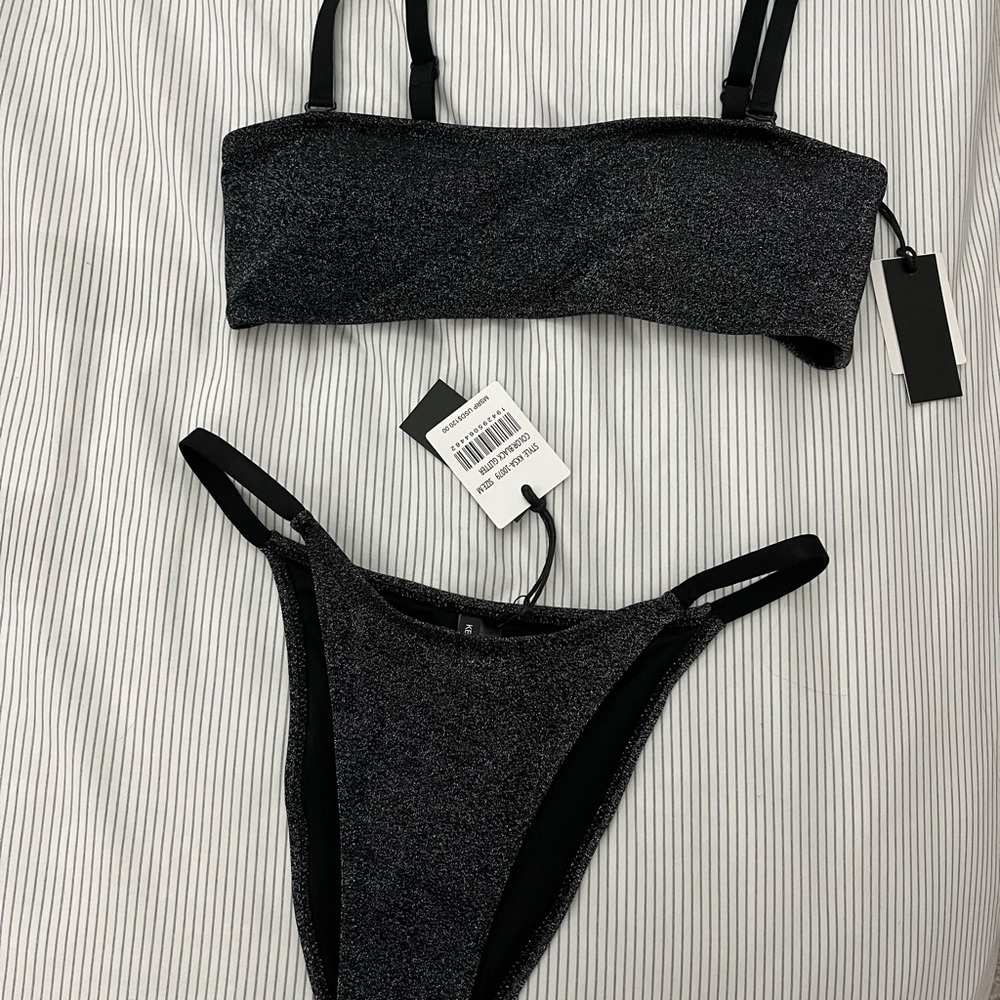 Kendall and Kylie black sparkle bikini